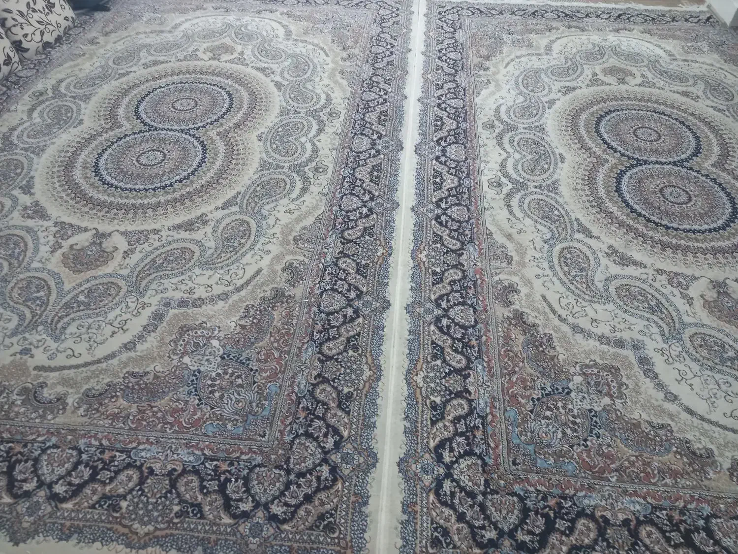 فرش کرم تمیز در حد نو|فرش|لامرد, |دیوار