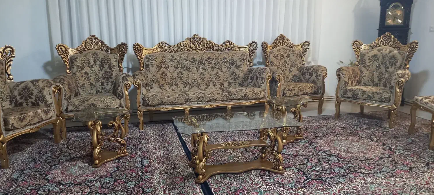 مبل سلطنتی ۹ نفره|مبلمان خانگی و میز عسلی|کنگاور, |دیوار