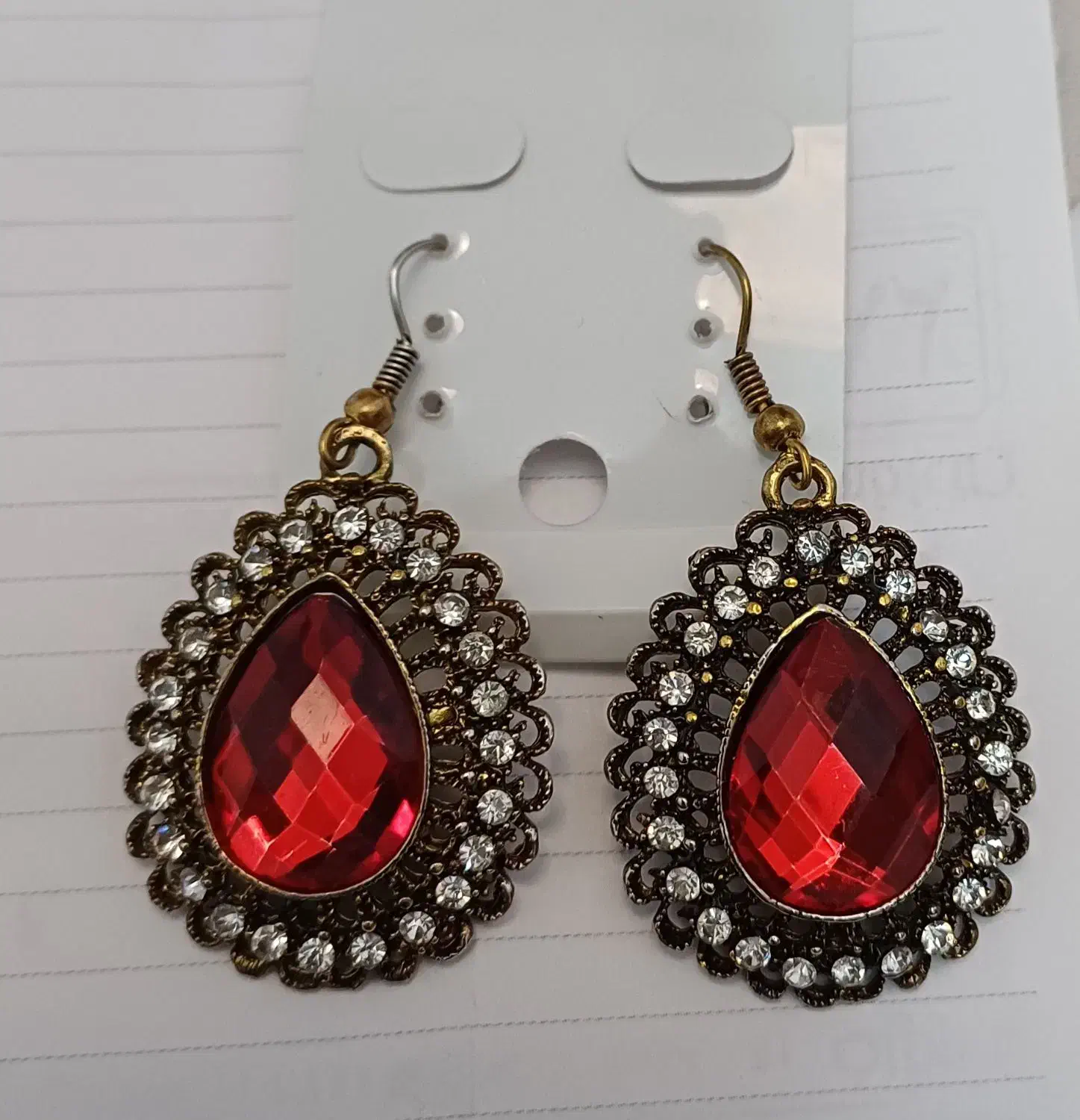 گوشواره مدل اشک،بانگین قرمز|بدلیجات|اصفهان, خانه اصفهان|دیوار