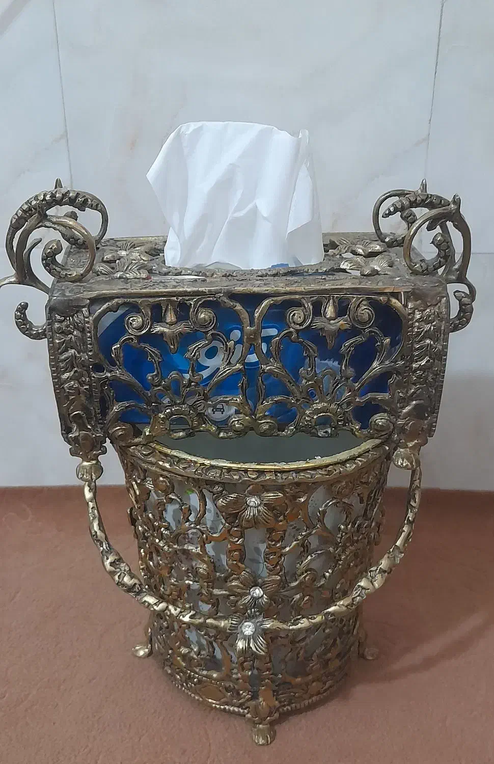 فروش لوستر ست سطل آشغال جا دستمالی و شمعدان برنز|لوستر و چراغ آویز|ماهدشت, |دیوار