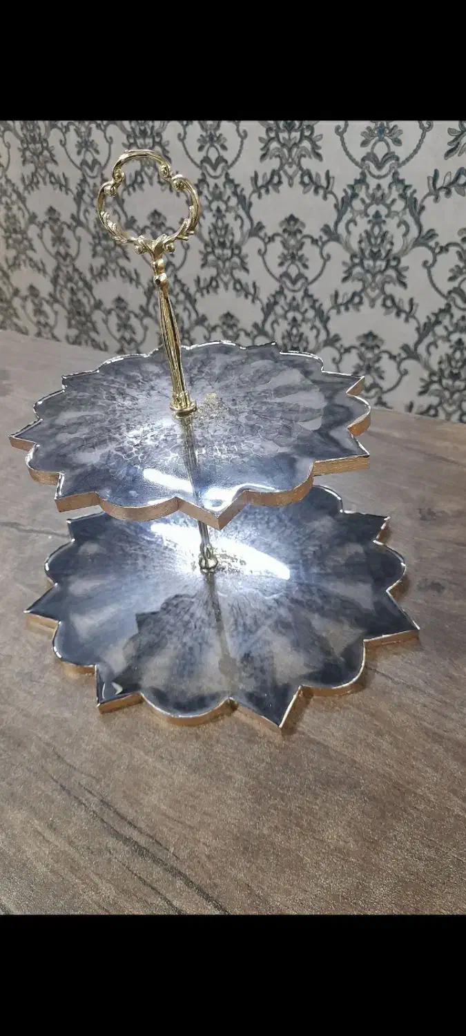 ظرف شیرینی خوری دوطبقه رزینی|ظروف سرو و پذیرایی|کرمان, |دیوار