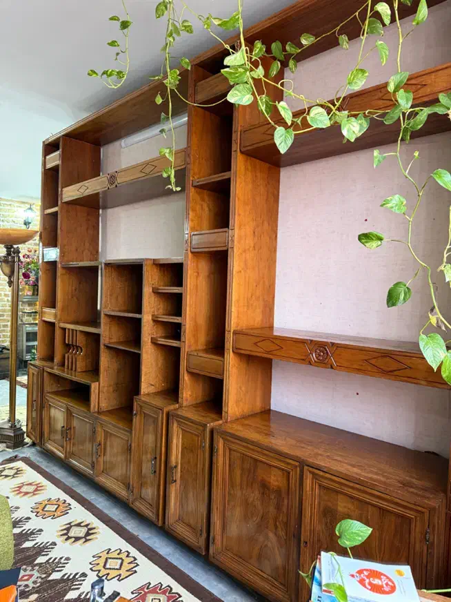 کتابخانه چوب گردو بزرگ|کتابخانه، شلف، قفسههای دیواری|ورامین, ورامین|دیوار