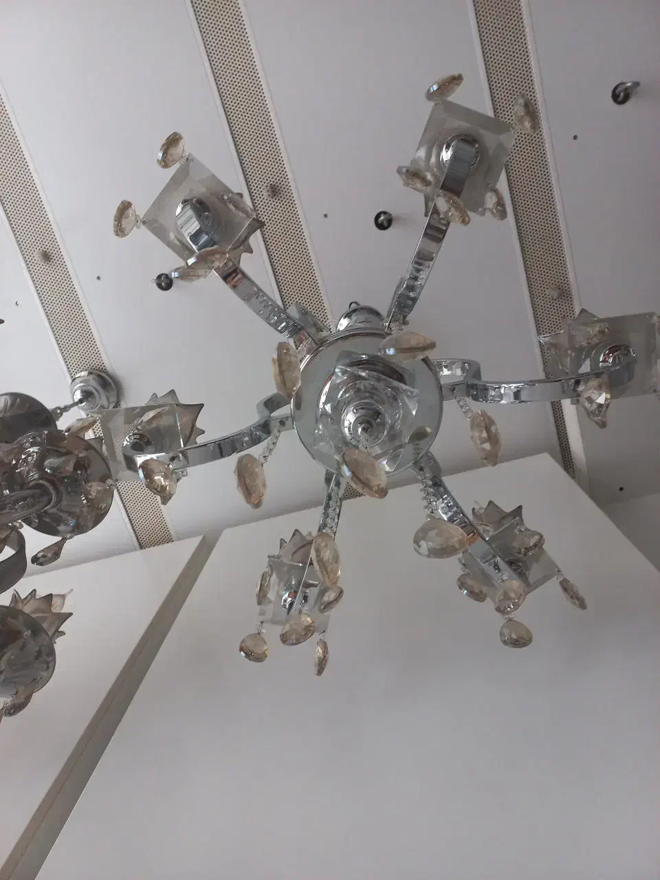 لوستر تمام برنز سنگین آبکاری کروم کریستال آلمان|لوستر و چراغ آویز|ساری, |دیوار