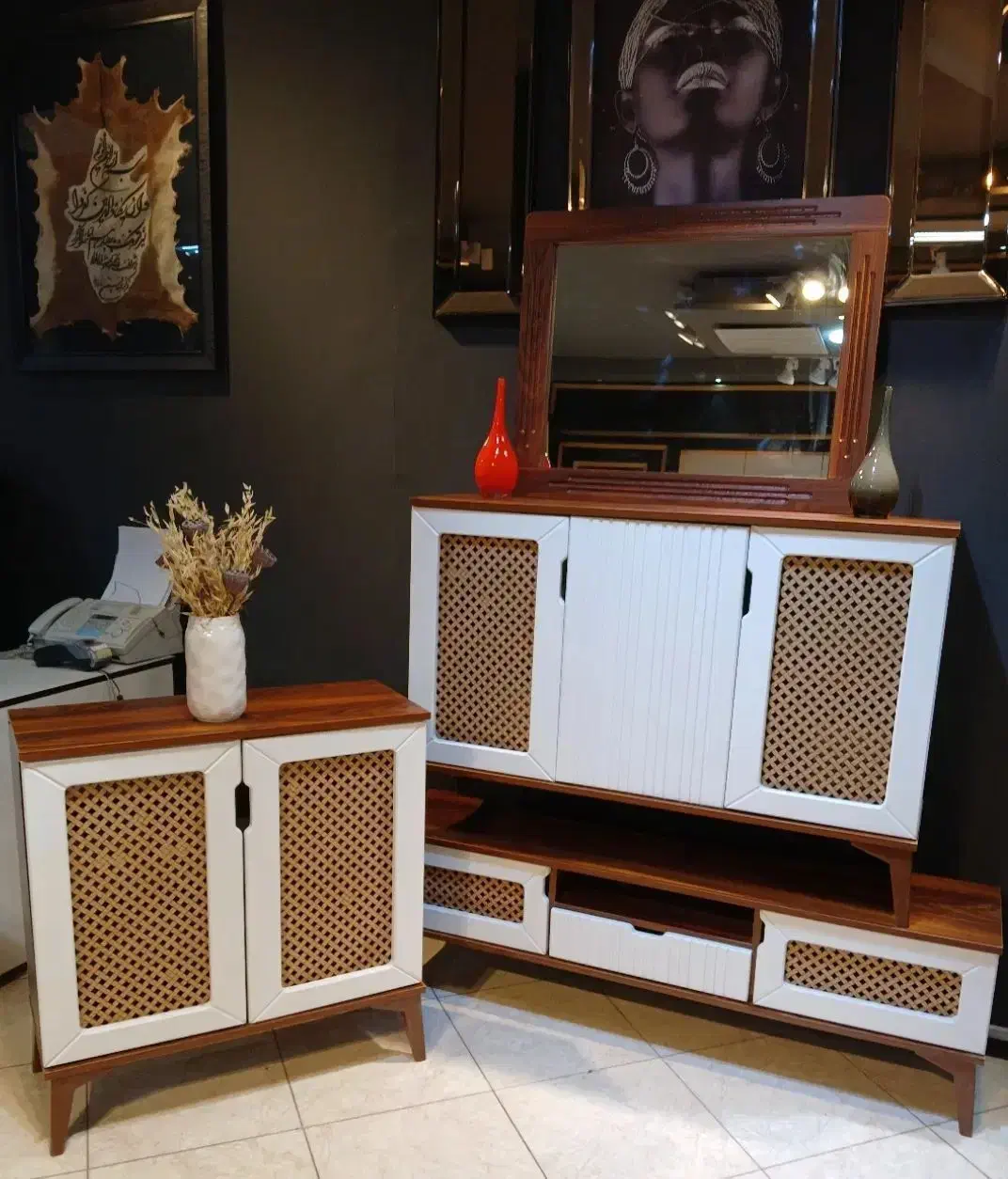 آینه کنسول میز تلویزیون جاکفشی|بوفه، ویترین، کنسول|نسیم‌شهر, |دیوار