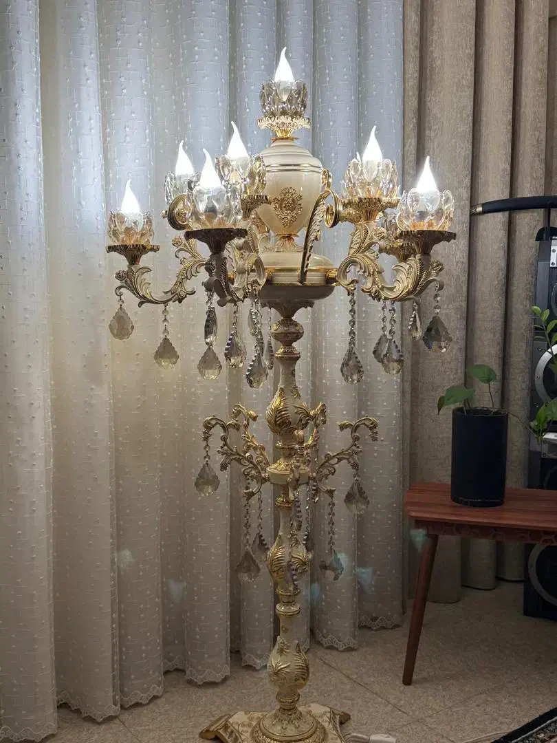 لوستر ۱۱ لاله کنار سالنی ایستاده|لوستر و چراغ آویز|اهواز, گیت بوستان|دیوار