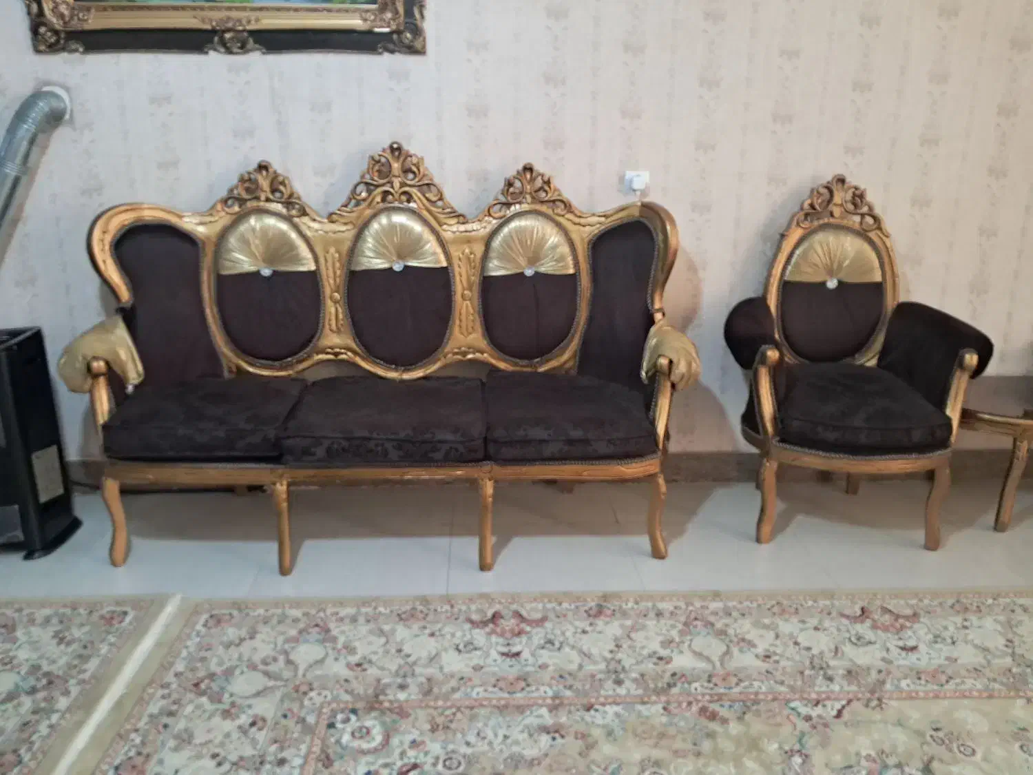 مبل سلطنتی ۹ نفره|مبلمان خانگی و میز عسلی|چناران, |دیوار