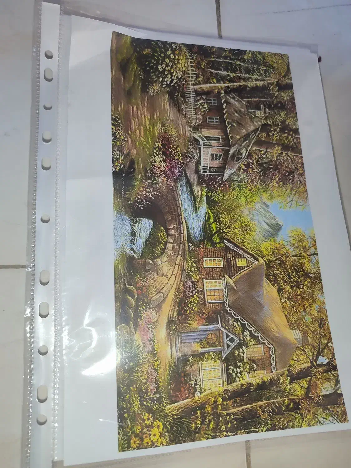 نخ و نقشه دو کلبه منظره آماده بافت تابلودستباف|تابلو فرش|رباط‌کریم, رباط‌کریم|دیوار