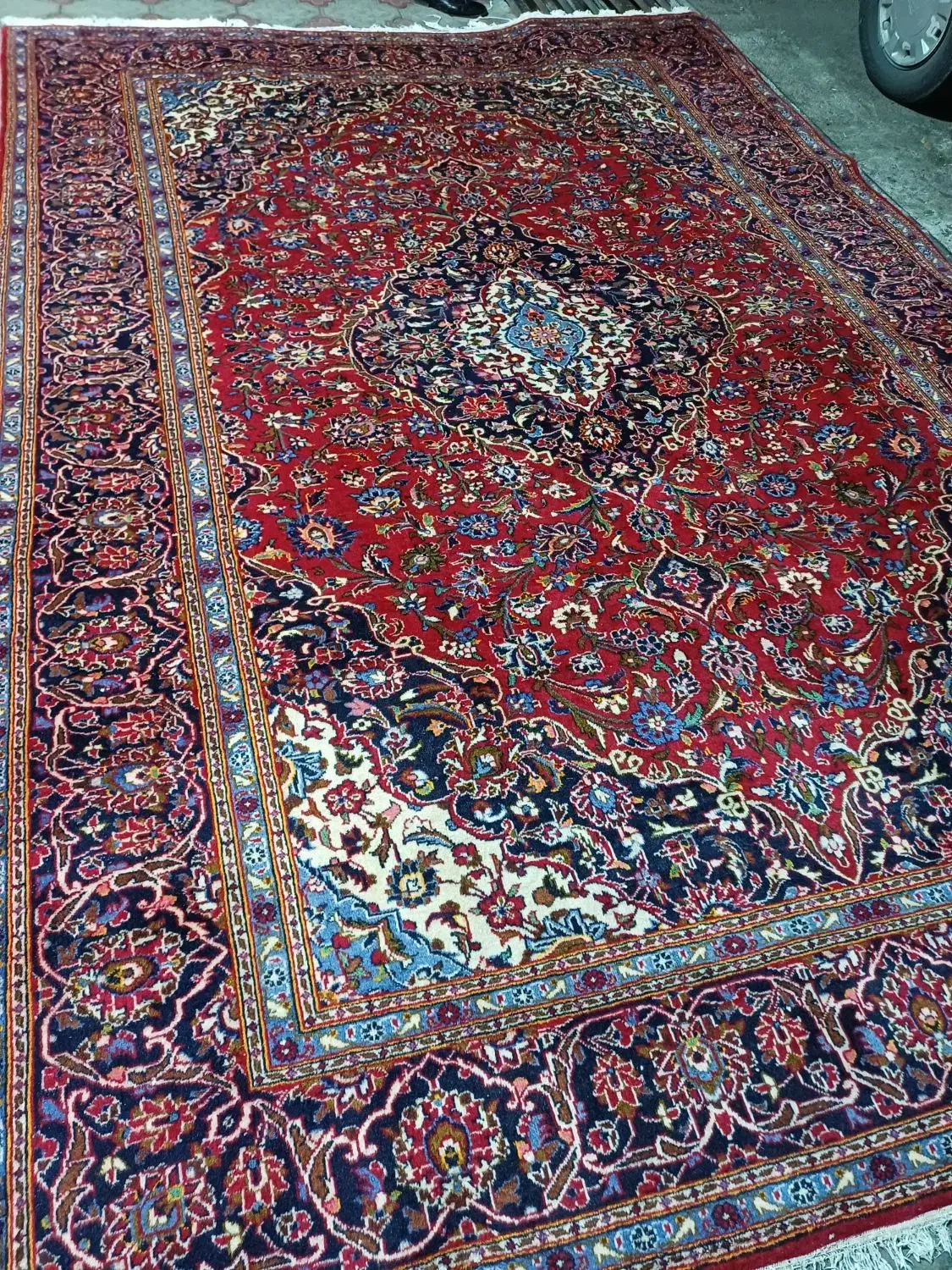 یکتخته قالی دستبافت۹متری   کاشان کارکرده خابدار|فرش|تبریز, |دیوار