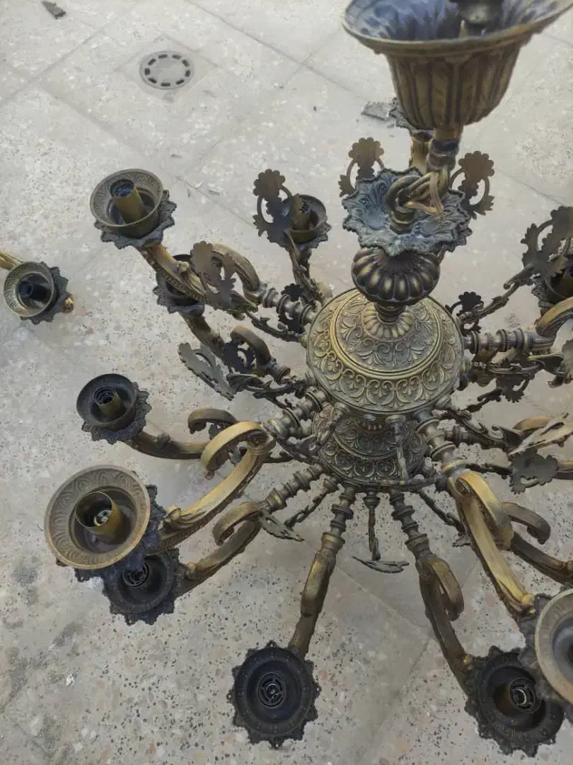 لوستر دو طبقه ۲۲شاخه تمام برنز|لوستر و چراغ آویز|تهران, شهرک ابوذر|دیوار