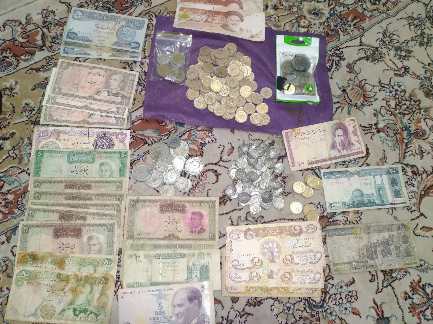 فروش تعدادی سکه وپول کاغذکلکسیونی زمان شاهی وخارجی|کلکسیون سکه، تمبر، اسکناس|شهریار, شهریار|دیوار