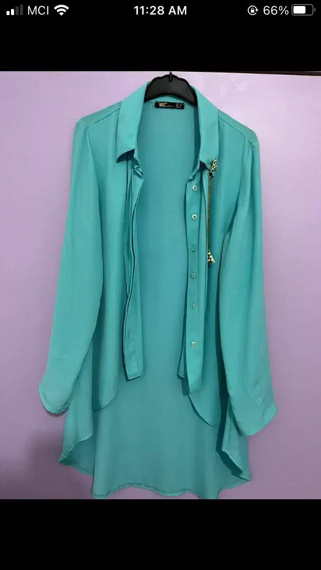 شومیز حریر فیروزه ای|لباس|تبریز, |دیوار