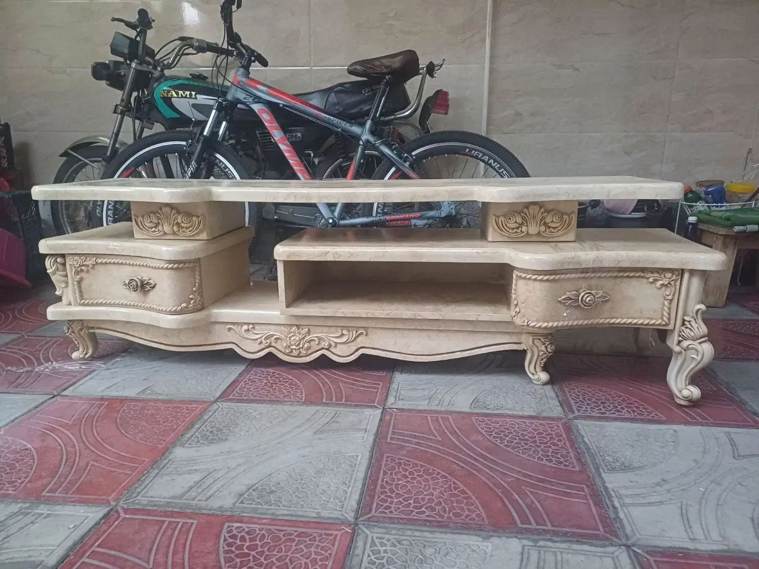 میزتلویزیون چوبی درطرح سلطنتی|میز تلویزیون|سلماس, |دیوار