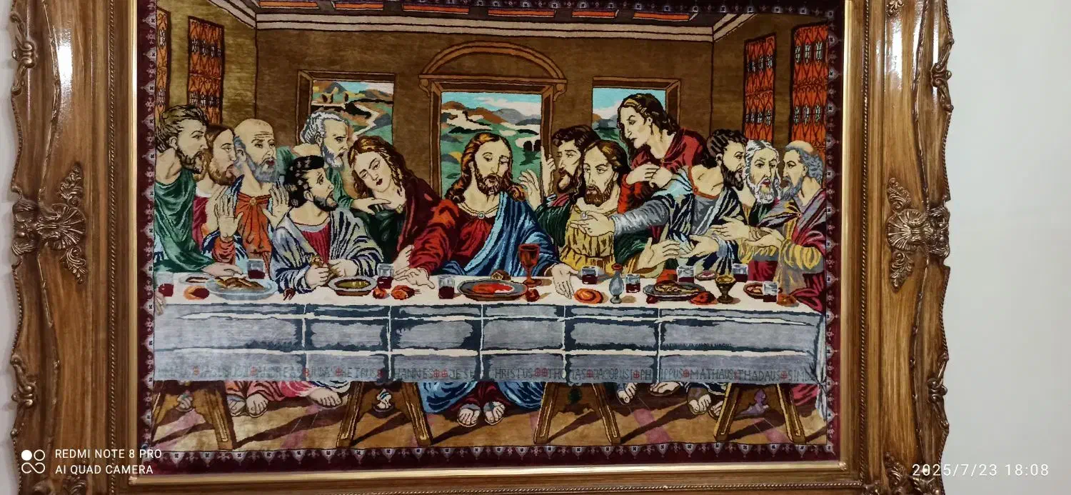 تابلو فرش تمام ابریشم شام آخر|تابلو فرش|ری, جوانمرد قصاب|دیوار