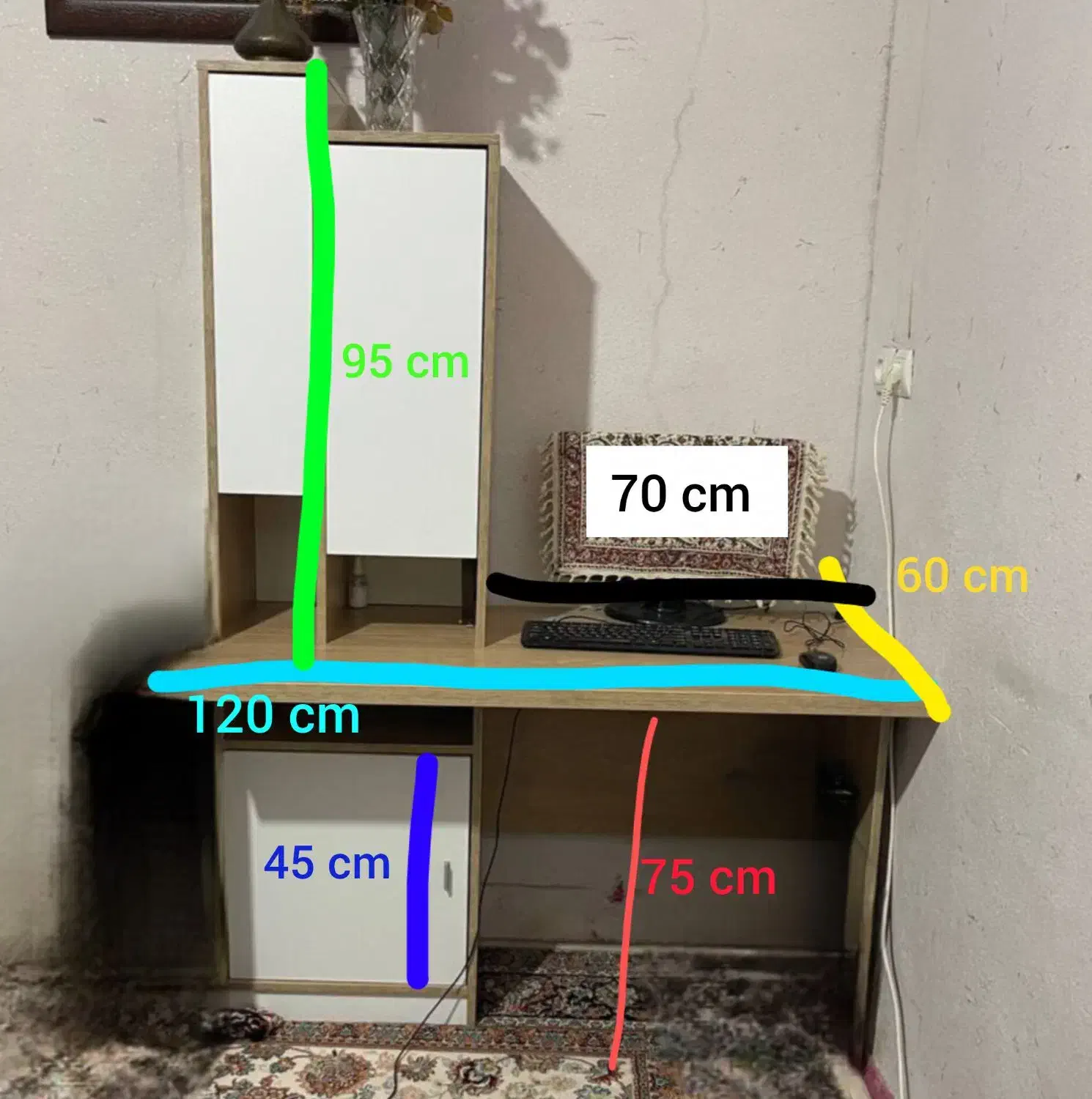 میز کامپیوتر چوبی|میز تحریر و کامپیوتر|شهر بابک, |دیوار