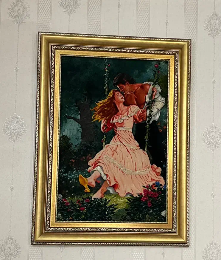 تابلوفرش دستبافت دختر تاب سوار|تابلو فرش|تهران, وصفنارد|دیوار