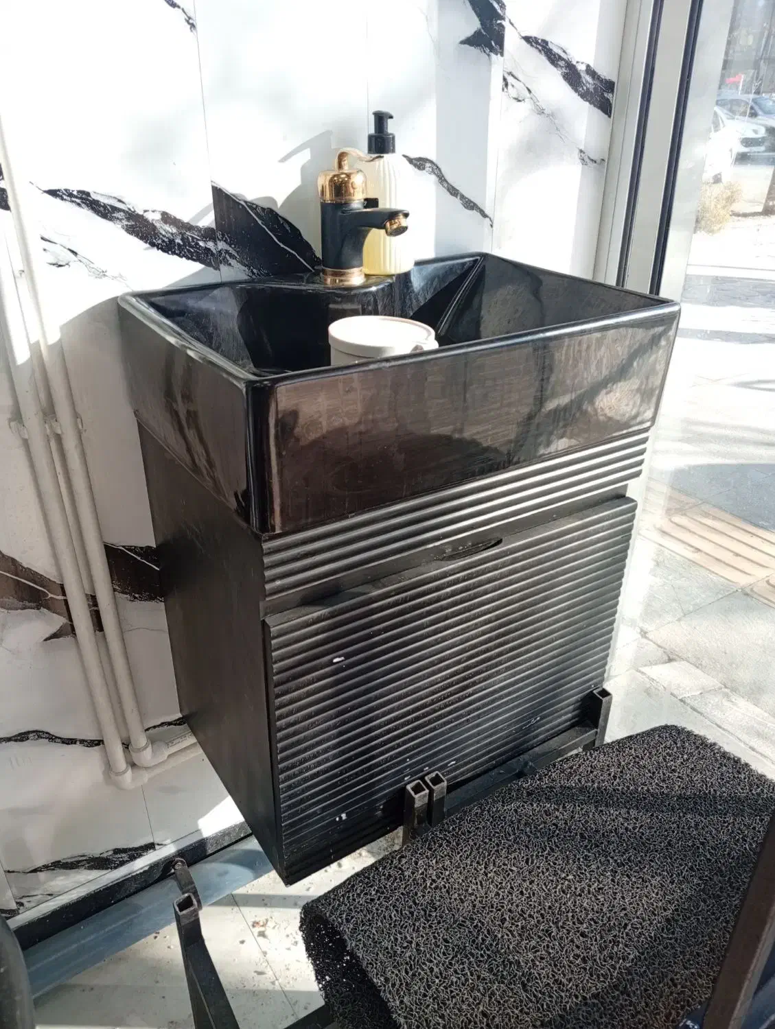 روشویی چوبی سنگی|لوازم سرویس بهداشتی|بومهن, |دیوار