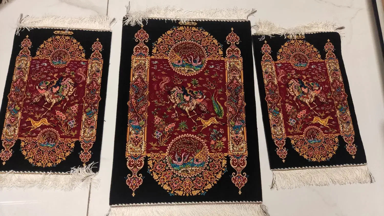 ست چهار تیکه. فرش تمام ابریشم. شکارگاه|فرش|تهران, پونک|دیوار