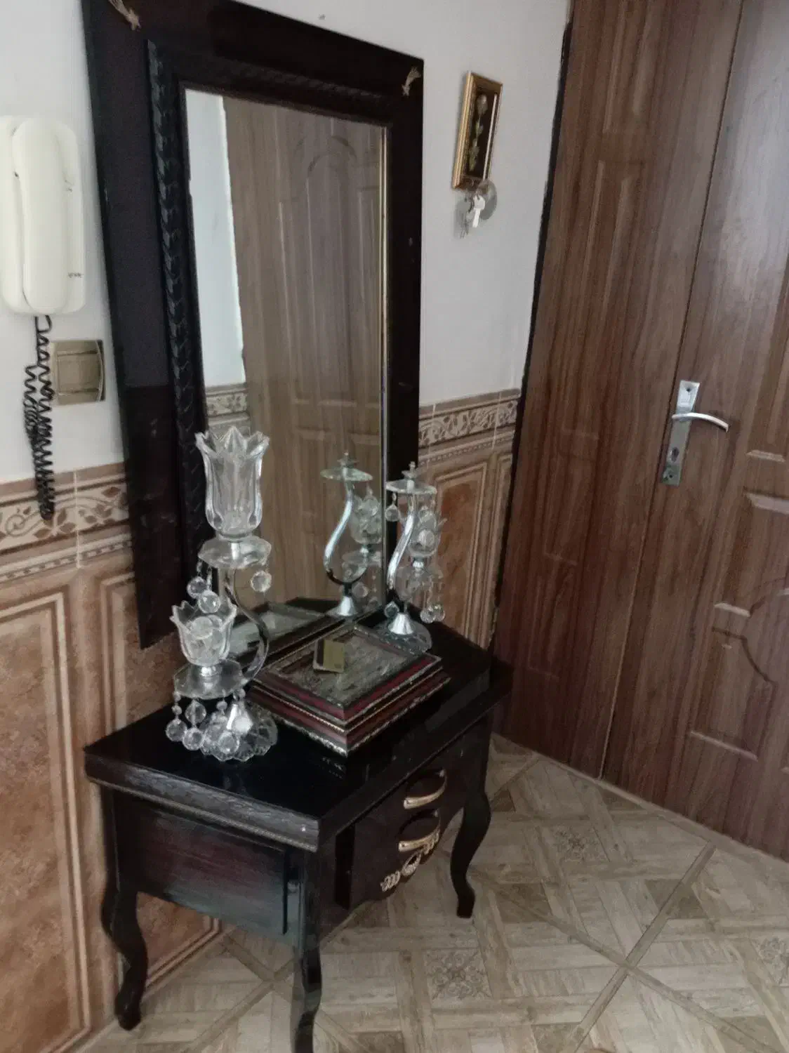 ساعت ایستاده گنجه اینه شمعدون|بوفه، ویترین، کنسول|تربت‌حیدریه, ده پائین|دیوار