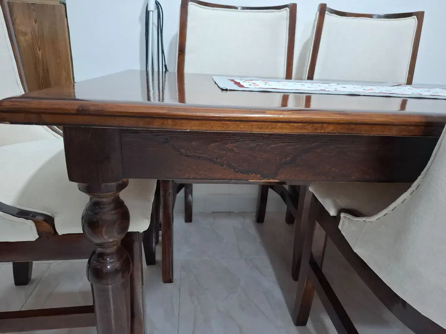 میز ناهارخوری چوبی ۶ نفره با روکش صندلی ترک|میز و صندلی غذاخوری|قائم‌شهر, |دیوار