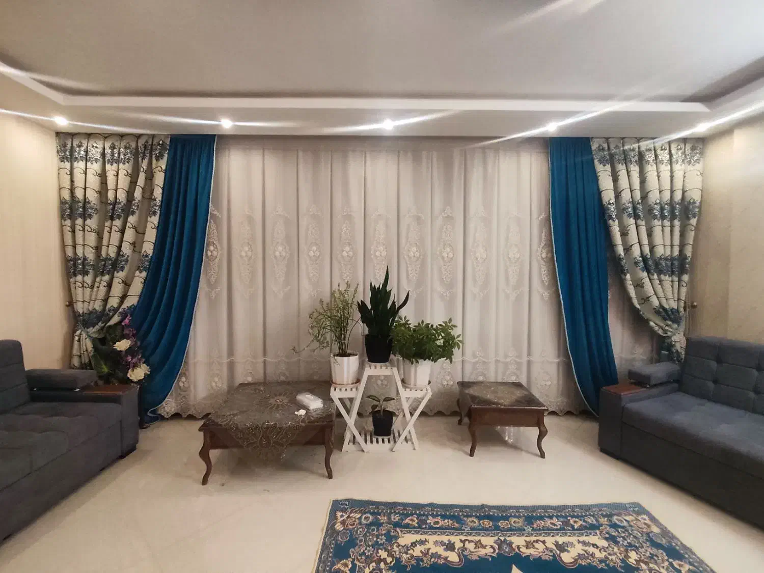 پرده پذیرایی با پشت پرده ای و دو تا دستک کامل|پرده، رانر، رومیزی|مشهد, طلاب|دیوار