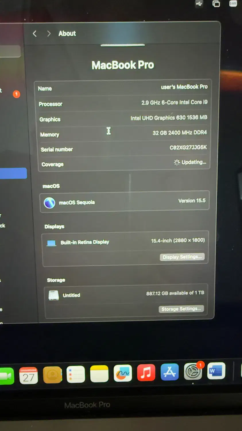 MacBook Pro 15-inch Core i9 / رم 32 / SSD 1 TB|رایانه همراه|مشهد, آزادشهر|دیوار