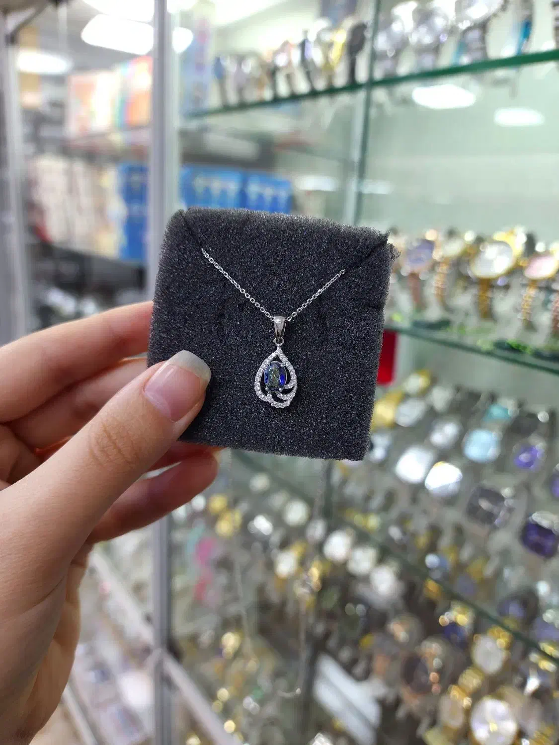 پلاک زنجیر نگین تانزانیت نقره اصل|بدلیجات|کرمانشاه, |دیوار