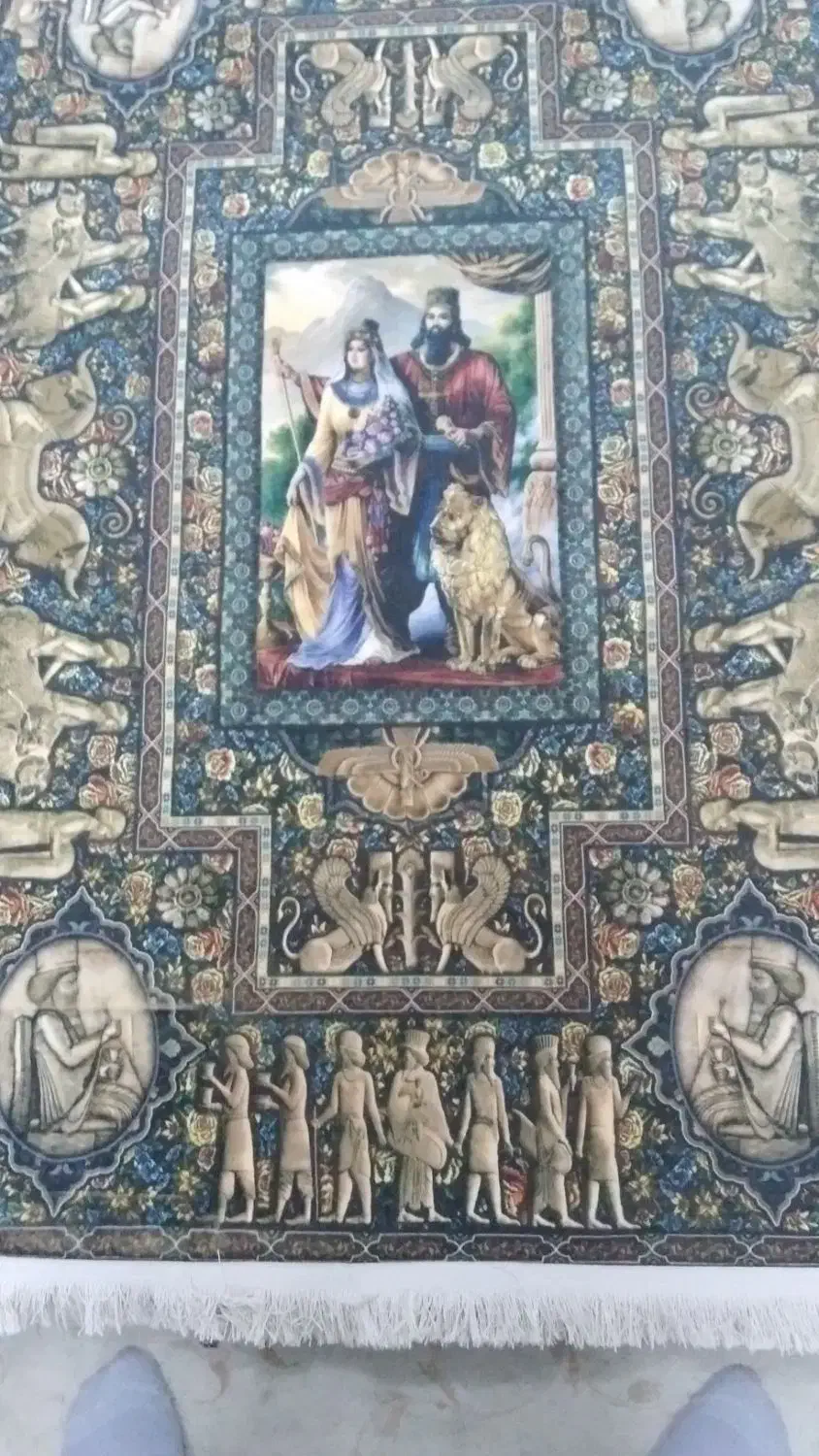 قالیچه نو پلمپ کوروش کبیر و ماندانا همسرش خاص|فرش|رشت, جانبازان|دیوار