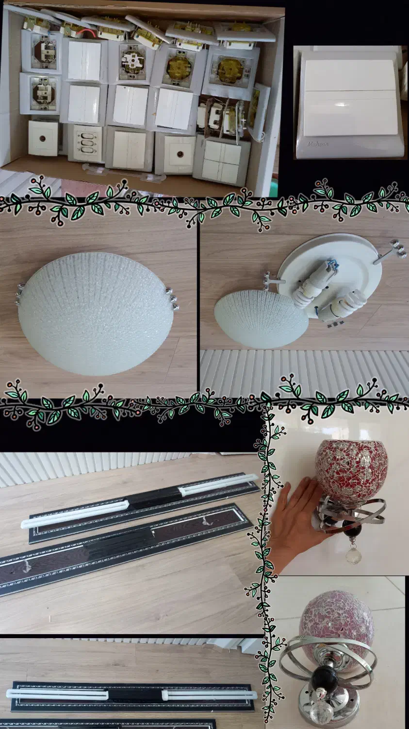 تعدادی لوازم برقی و روشنایی|لوستر و چراغ آویز|بروجن, |دیوار