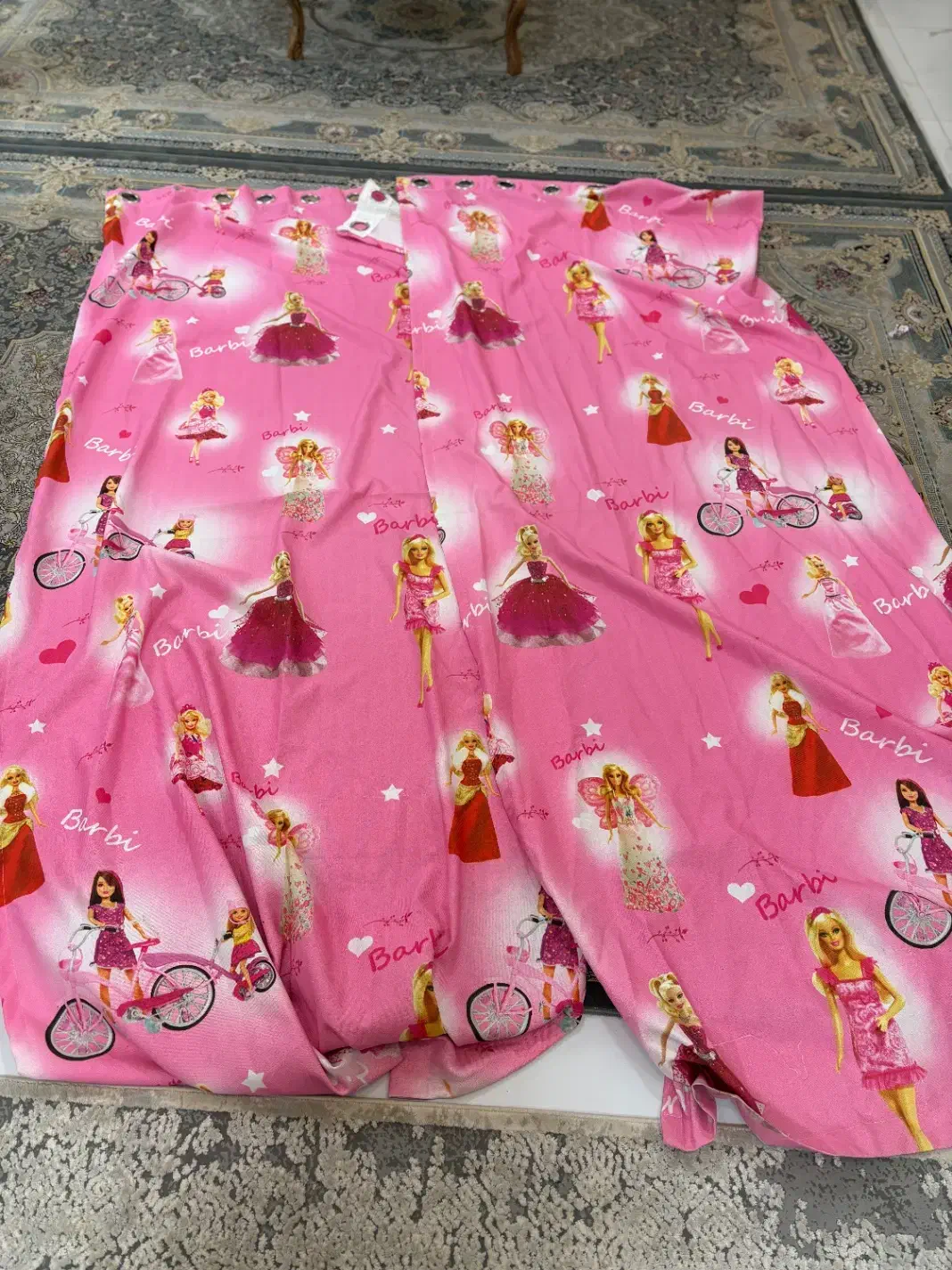 پرده پانچ باربی|پرده، رانر، رومیزی|اصفهان, شهرک کاوه|دیوار