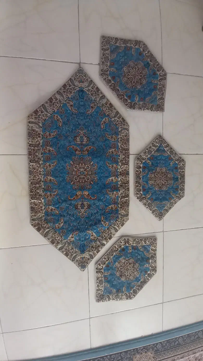 رومیزی عسلی 4 تکه ترمه|پرده، رانر، رومیزی|اصفهان, دهنو|دیوار