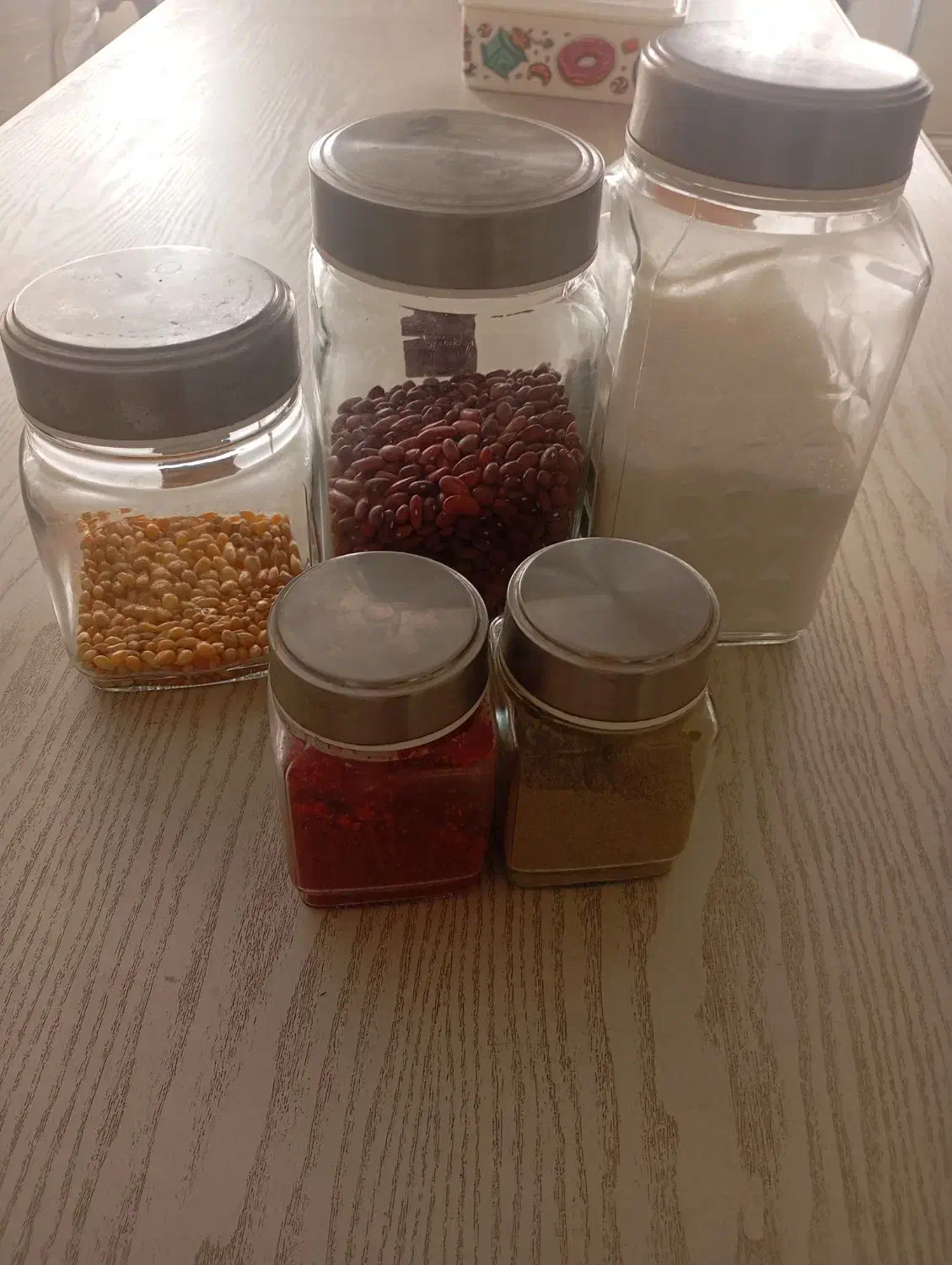 بانکه شیشه ای با در استیل|ظروف نگهدارنده، پلاستیکی، یک‌بارمصرف|گرمدره, |دیوار