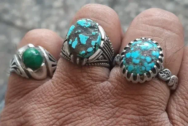 سه عددانگشترنقره فیروزه اصل|جواهرات|فردوس (خراسان), |دیوار