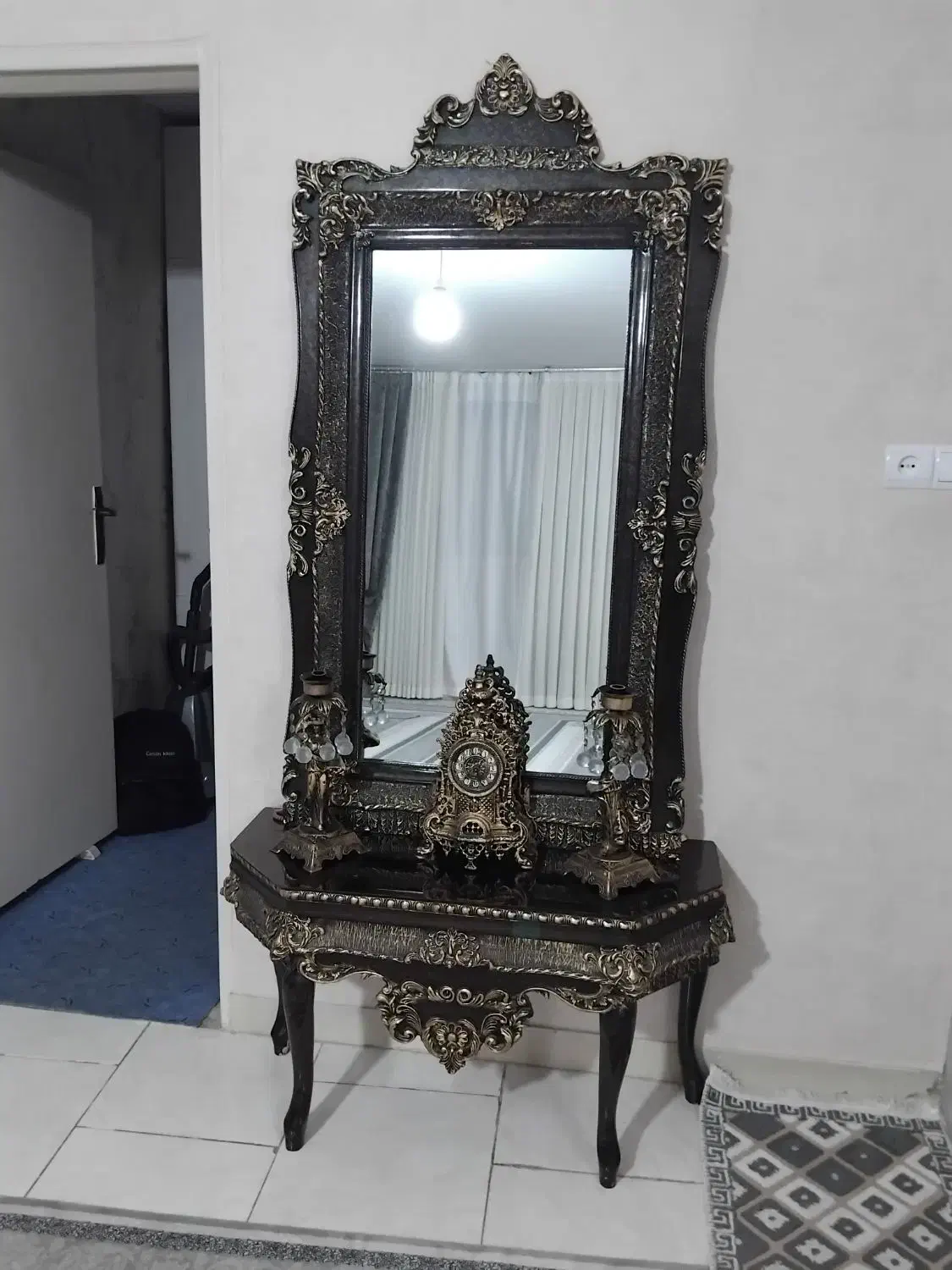 آینه کنسول همراه با شمعدان و ساعت نو|بوفه، ویترین، کنسول|قدس, شهرقدس|دیوار