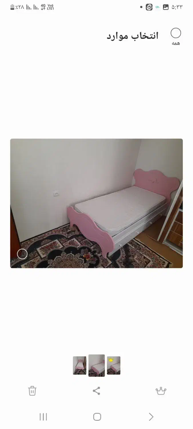 تخت خواب نوجوان به همراه تشک و بوفه چوبی|تخت و سرویس خواب|شوط, |دیوار