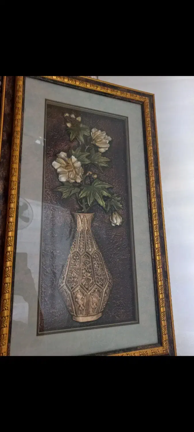 تابلو دکوراتیو زیبای گل و گلدون برجسته|تابلو، نقاشی، عکس|سنندج, |دیوار