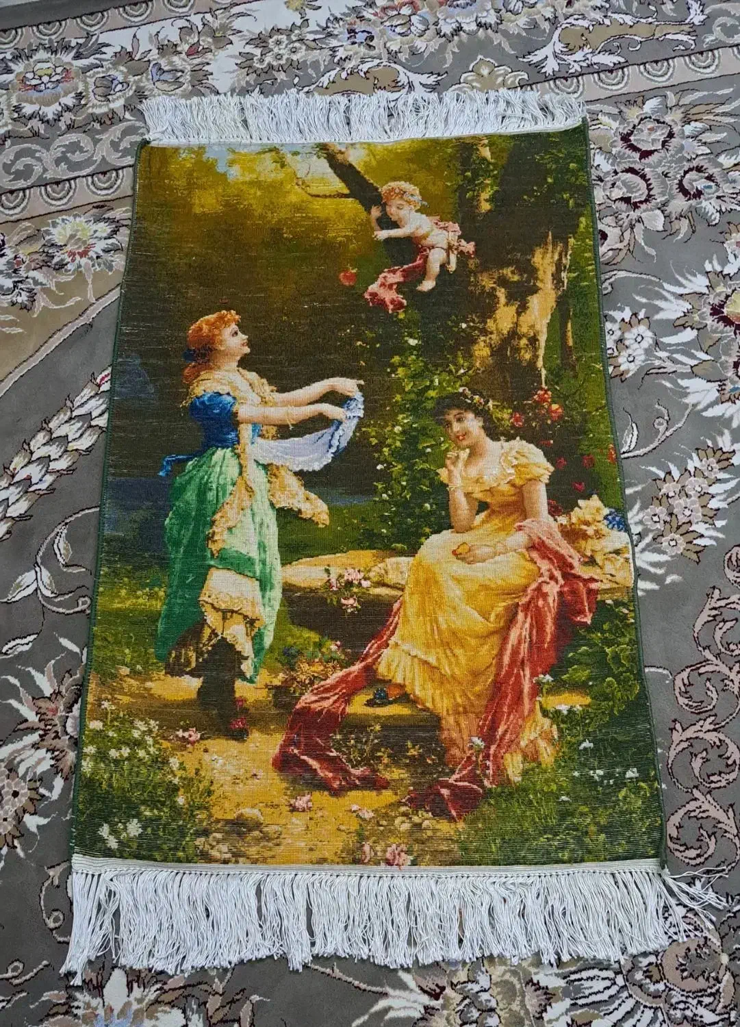 تابلو.فرش.دست بافت /و نخ.نقشه دست دوم|تابلو فرش|کرمانشاه, |دیوار