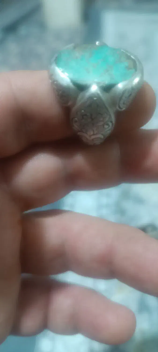 انگشتر نقره فیروزه کار دست قلم سیاه|جواهرات|تهران, باشگاه نفت|دیوار