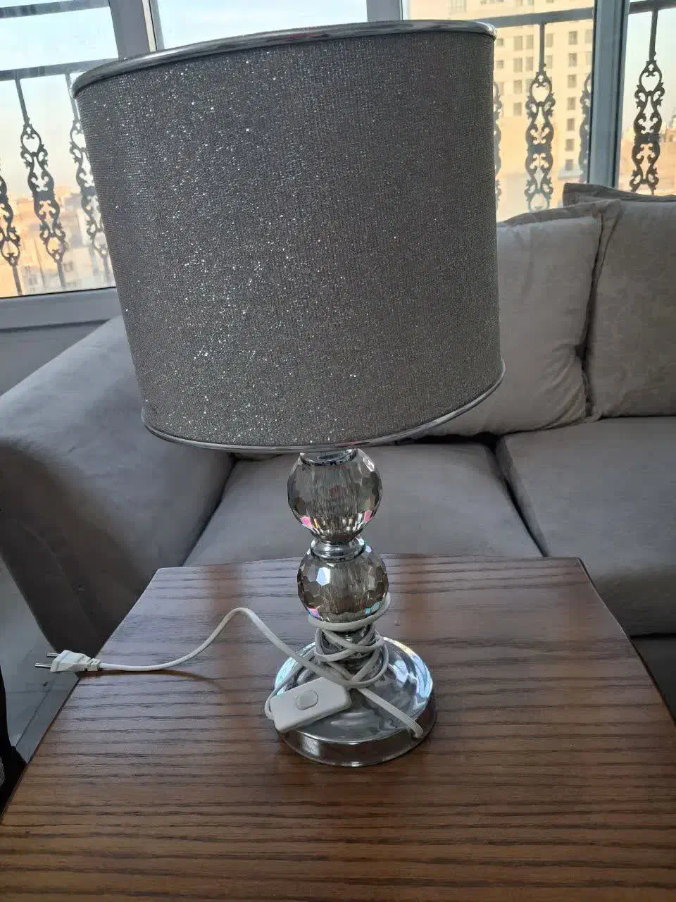 آباژور لوکس نقره ای پایه تمام استیل|چراغ خواب و آباژور|مشهد, صیاد شیرازی|دیوار