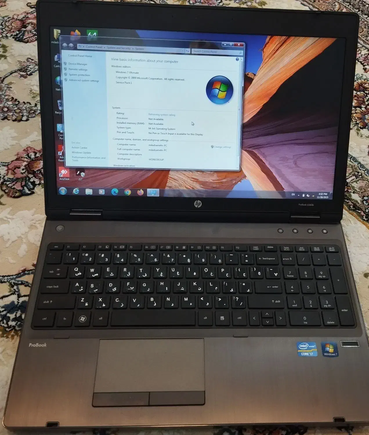 لب تاپ hpprobock6560b|رایانه همراه|اهواز, زیتون کارمندی|دیوار