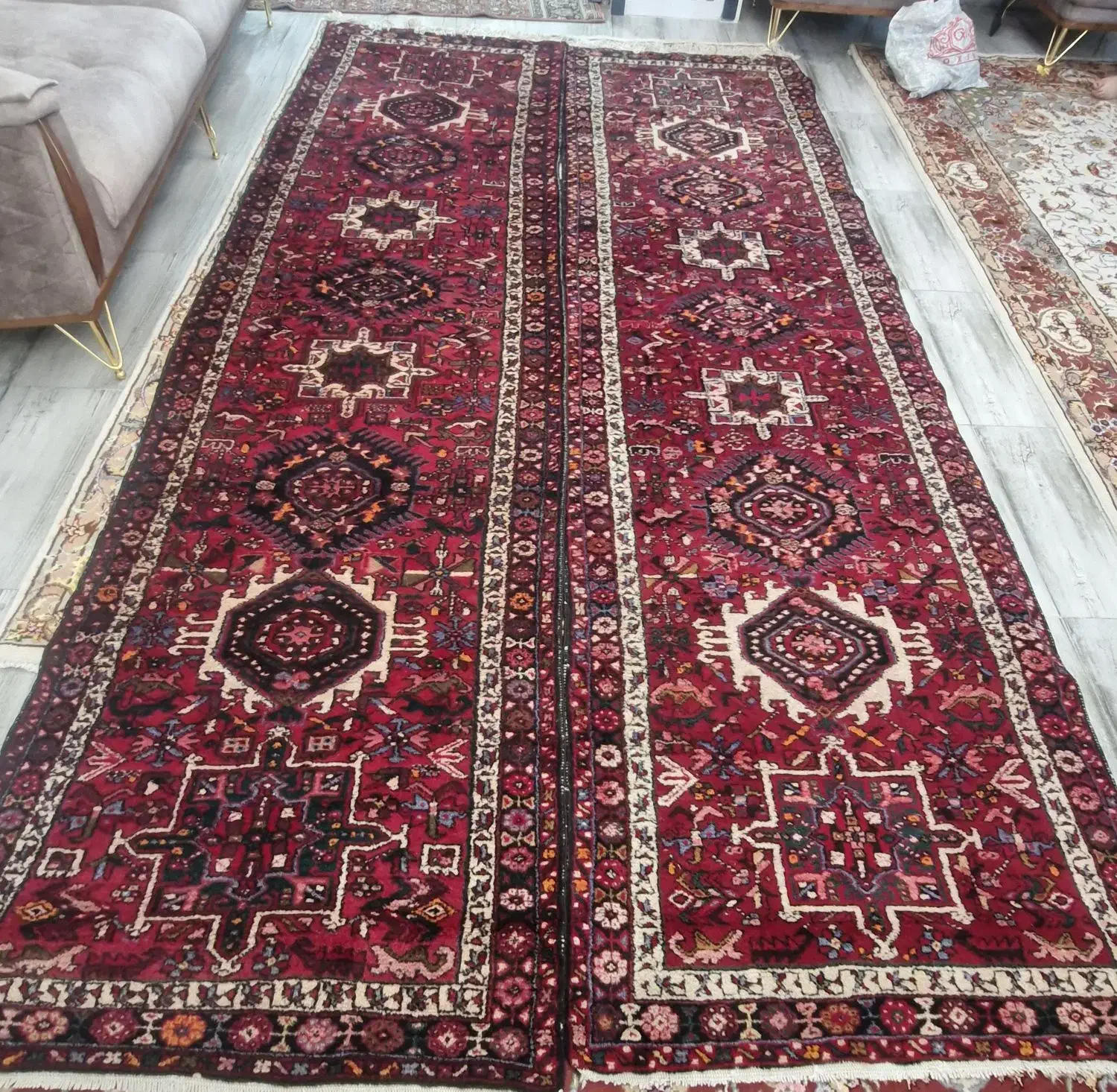 ۲ تحته فرش دستباف کناره قره جه|فرش|تبریز, |دیوار