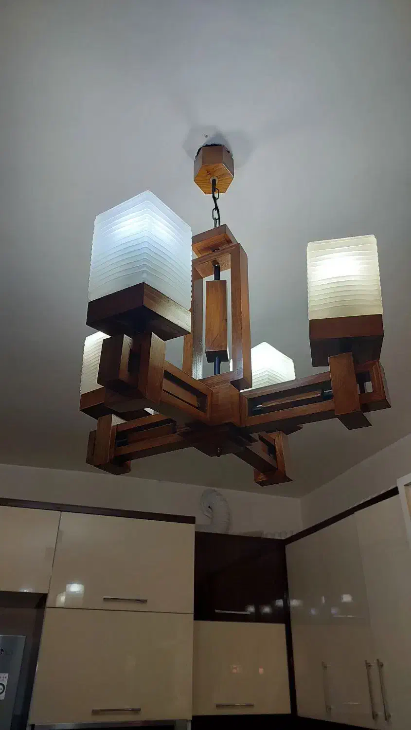 لوستر چوبی|لوستر و چراغ آویز|مشهد, هنرور|دیوار