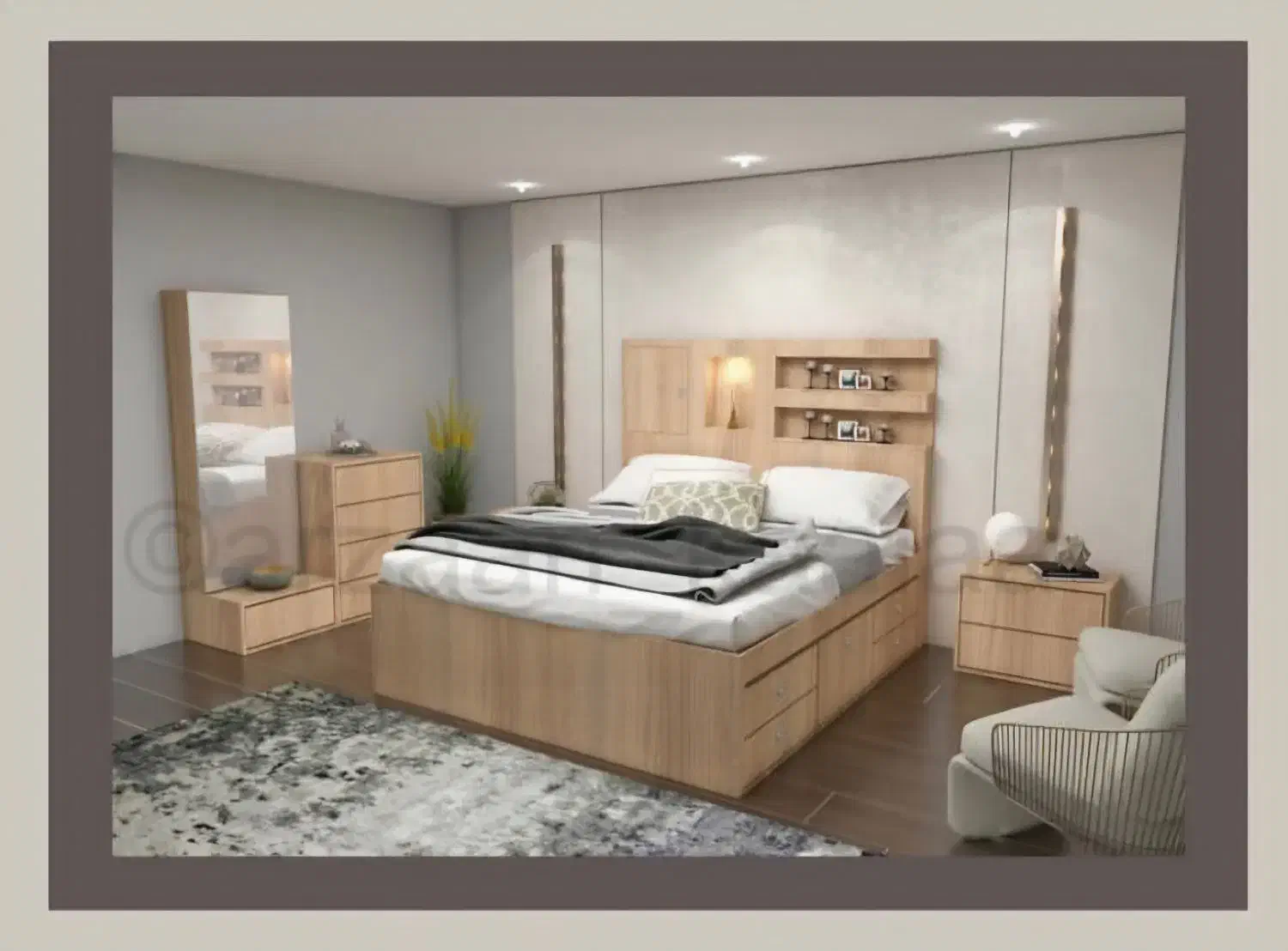 تخت خواب دو نفره|تخت و سرویس خواب|خمین, |دیوار