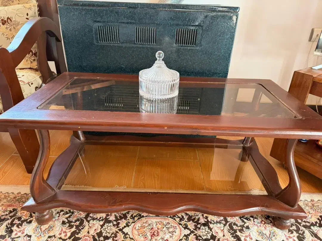 نیم ست ۳ عددی مبلمان چوب و میز جلوی مبل|مبلمان خانگی و میز عسلی|نشتارود, |دیوار