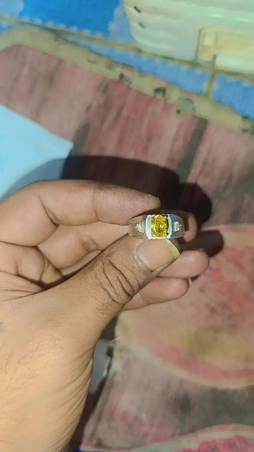 انگشتر نقره با نگین سیترین اصل و مخراج الماس|جواهرات|آبادان, |دیوار