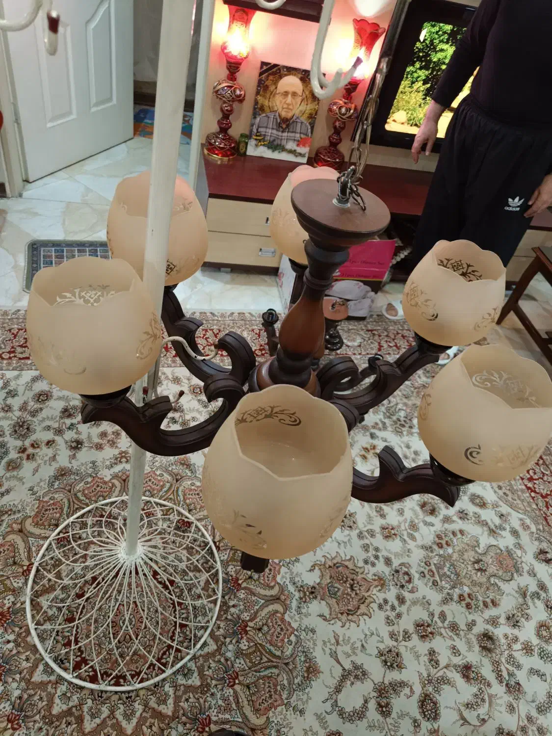 یک جفت لوستر ۶شاخه  چوبی|لوستر و چراغ آویز|تهران, خواجه نظام الملک|دیوار