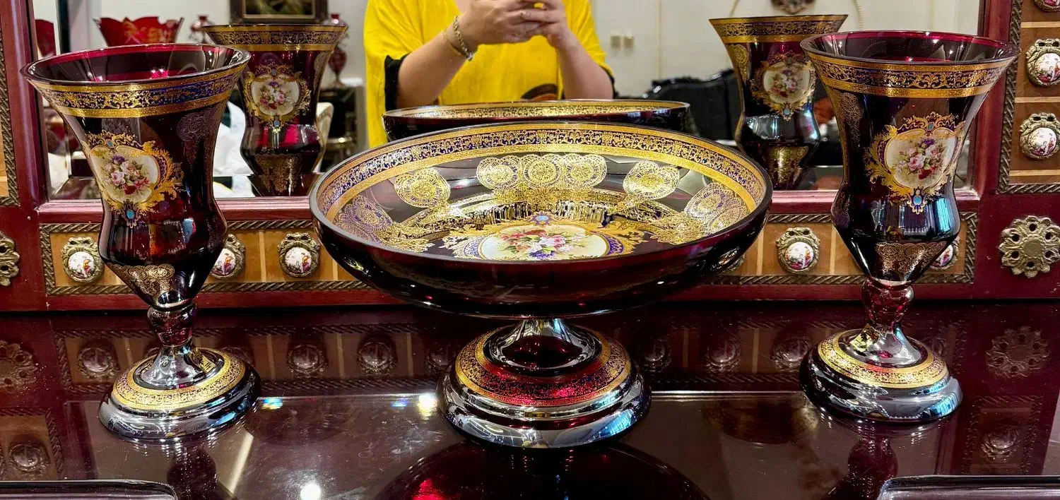 میوه خوری کریستال وارداتی، رانر سنتردیوارکوب برنز|ظروف سرو و پذیرایی|تهران, سردارجنگل|دیوار