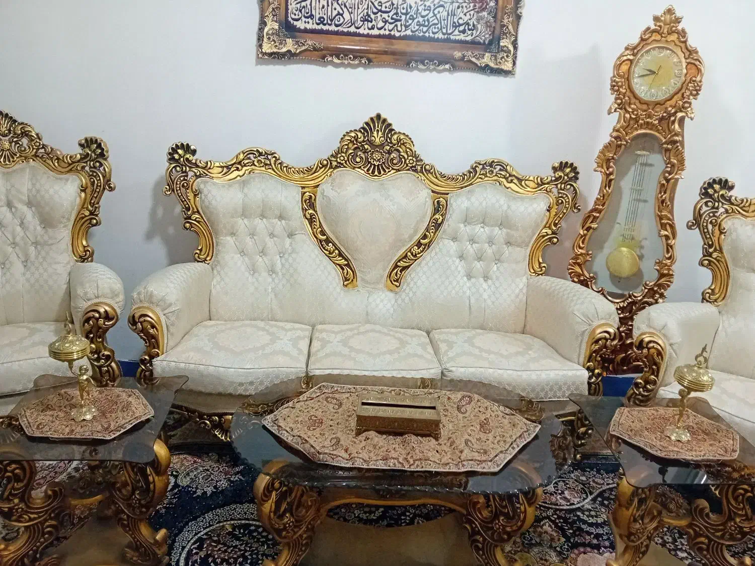 مبل سلطنتی *9نفره*چوب راش*کاور*جهیزیه|مبلمان خانگی و میز عسلی|بروجرد, |دیوار