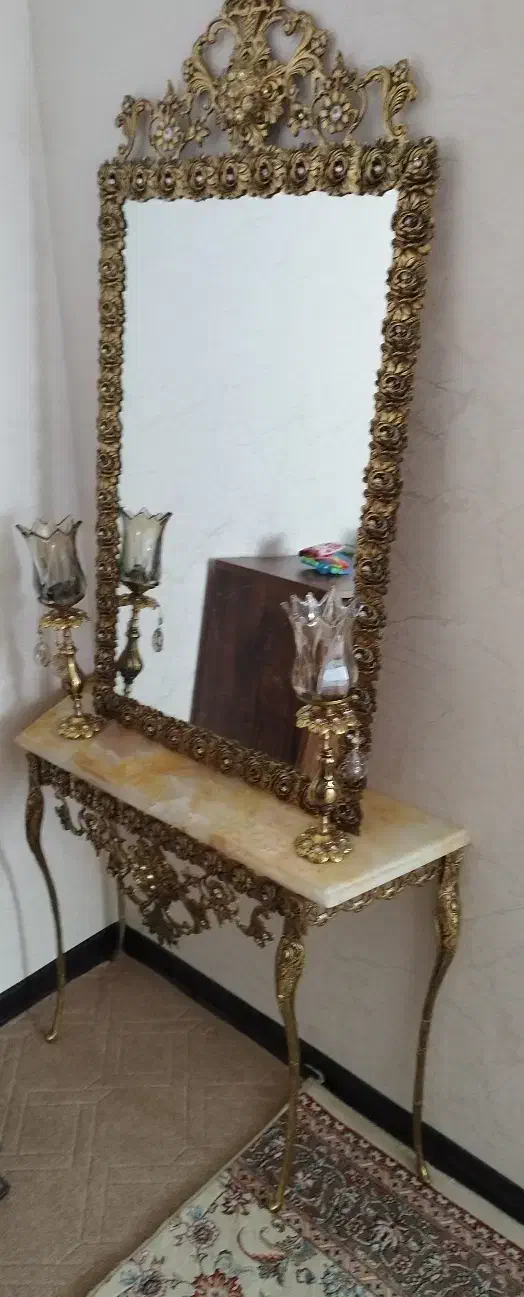 ایینه و شمعدان برنز|آینه|زنجان, |دیوار