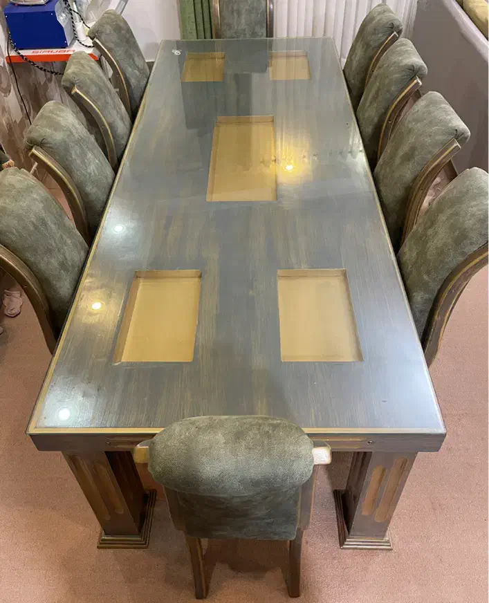 میز ناهار خوری ۱۰ نفره همراه با ۱۰ صندلی|میز و صندلی غذاخوری|قائم‌شهر, |دیوار