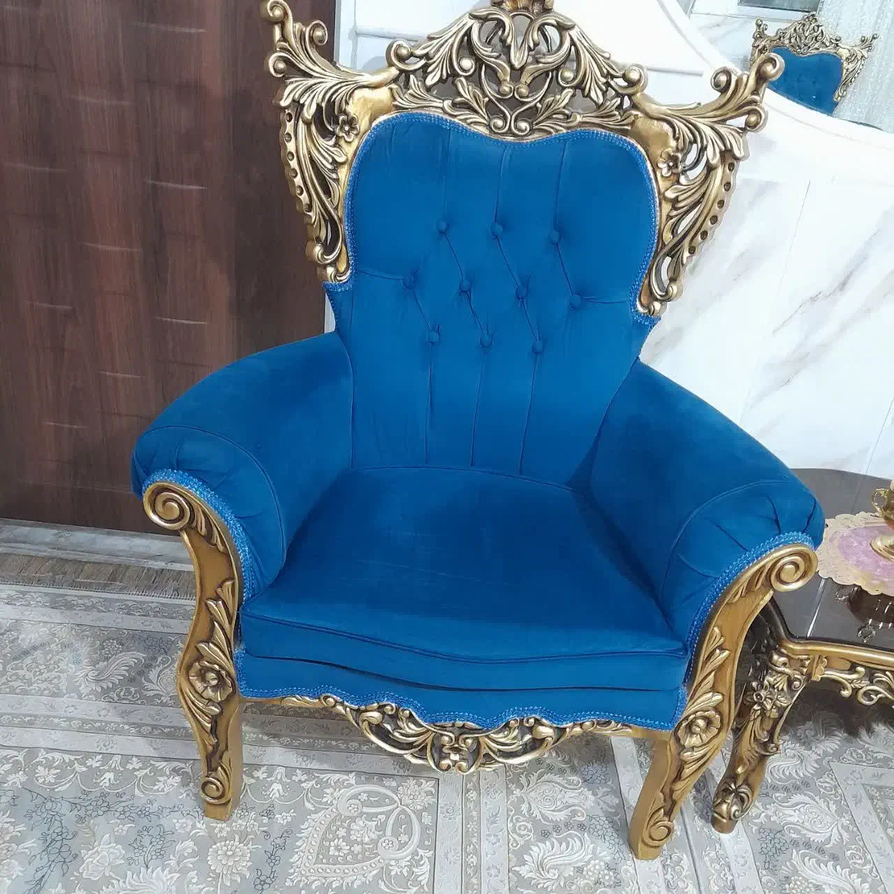 مبل سلطنتی آبی درباری|مبلمان خانگی و میز عسلی|محمدشهر, همایون ویلا|دیوار